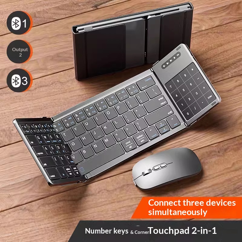 Laptop Mouse - Keyboard Bluetooth Nirkabel Mengzu Tri Fold