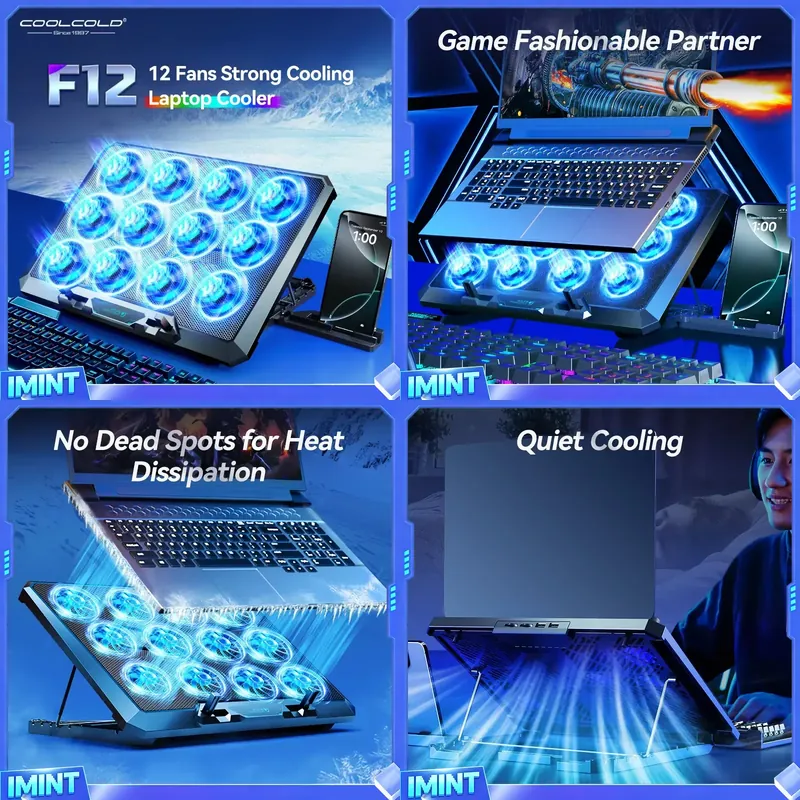 Laptop Stand - COOLCOLD Alas Pendingin Laptop dengan 12