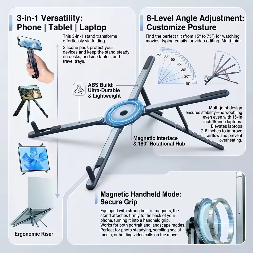 Penyangga Ponsel Magnetik Port - Laptop Stand ulasan dan harga