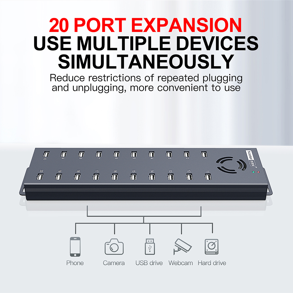 120W 20 Port USB Hub Industria - Usb Hub ulasan dan harga