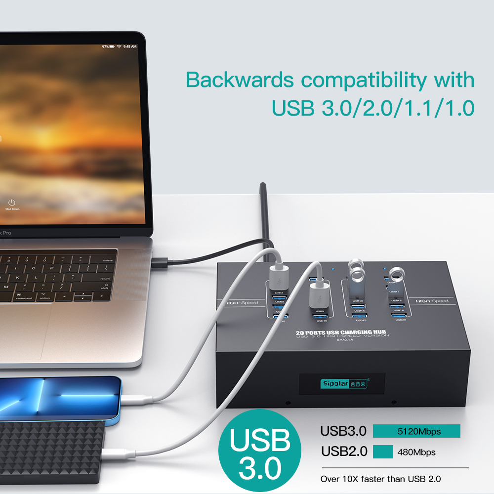 Hub Pengisian Daya USB 3.0 20- - Usb Hub ulasan dan harga