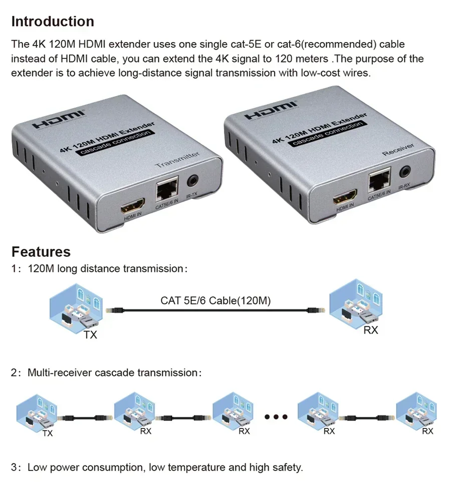 4K 120M HDMI Extender Melalui  - Hdmi Cable ulasan dan harga