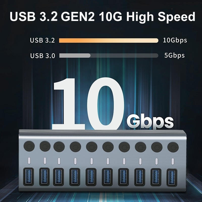 Hub USB 3.0 dengan 10 Port, Ek - Usb Hub ulasan dan harga