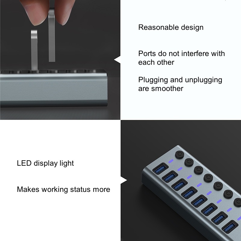 Hub USB 3.0 dengan 10 Port, Ek - Usb Hub ulasan dan harga