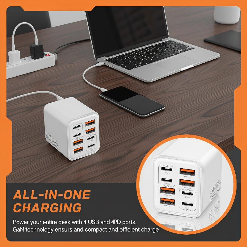 Pengisi Daya USB C GaN 240W 8  - Laptop Charger ulasan dan harga