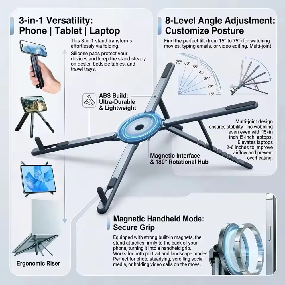 Penyangga Ponsel Magnetik Port - Laptop Stand ulasan dan harga