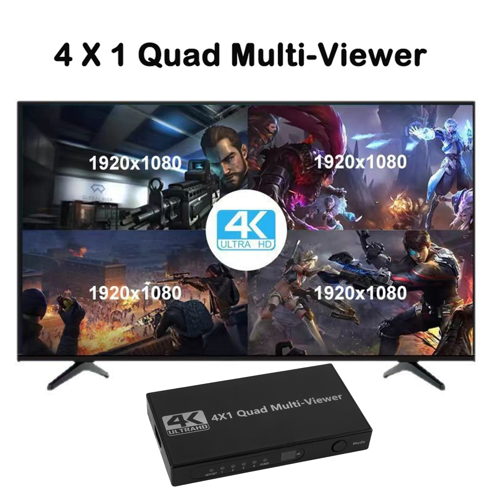 Multiviewer Layar Quad HDMI 4K - Hdmi Cable ulasan dan harga